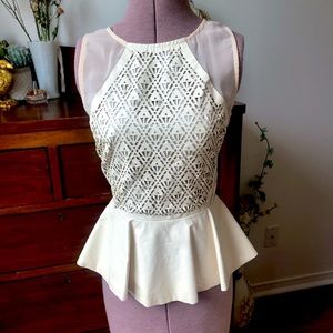 Peplum pink faux leather tank